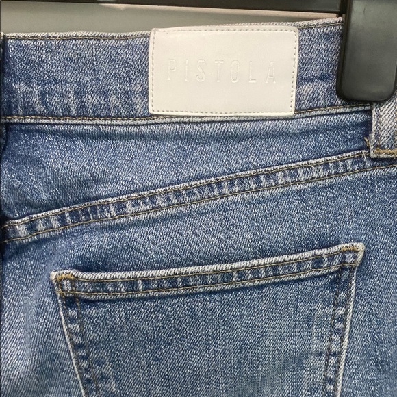 Pistola High Rise Jeans Ombre Hem Light Blue Size 29 Cropped Raw Edge - Picture 9 of 15